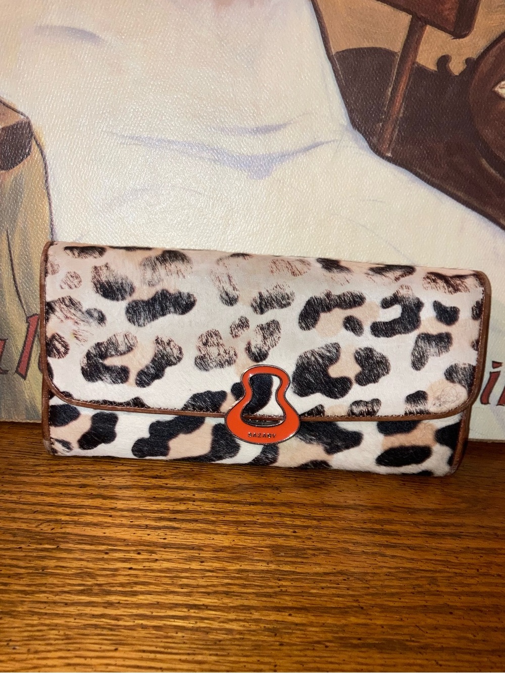 Sazaby Calf Hair & Leather Leopard Motif Wallet Vintage - Made in Japan